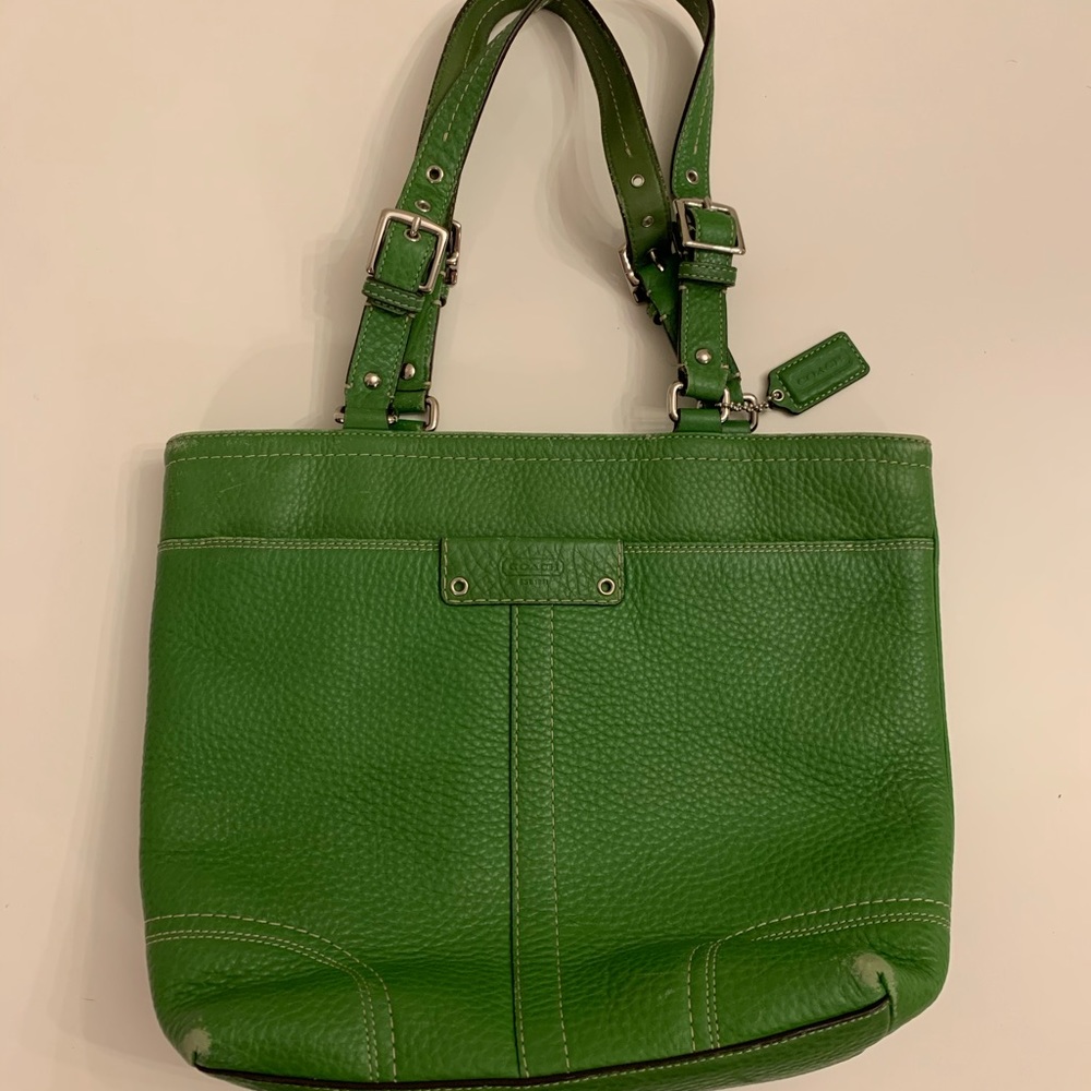 Kelly green Coach Hamilton Shopper bag purse tote